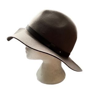 H&M Wide Brim Felt Hat Floppy Ribbon Trim Size L